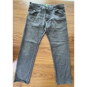 Hugo Boss Mens Grey Maine Regular Fit Pants Size 36x32 Jeans Denim